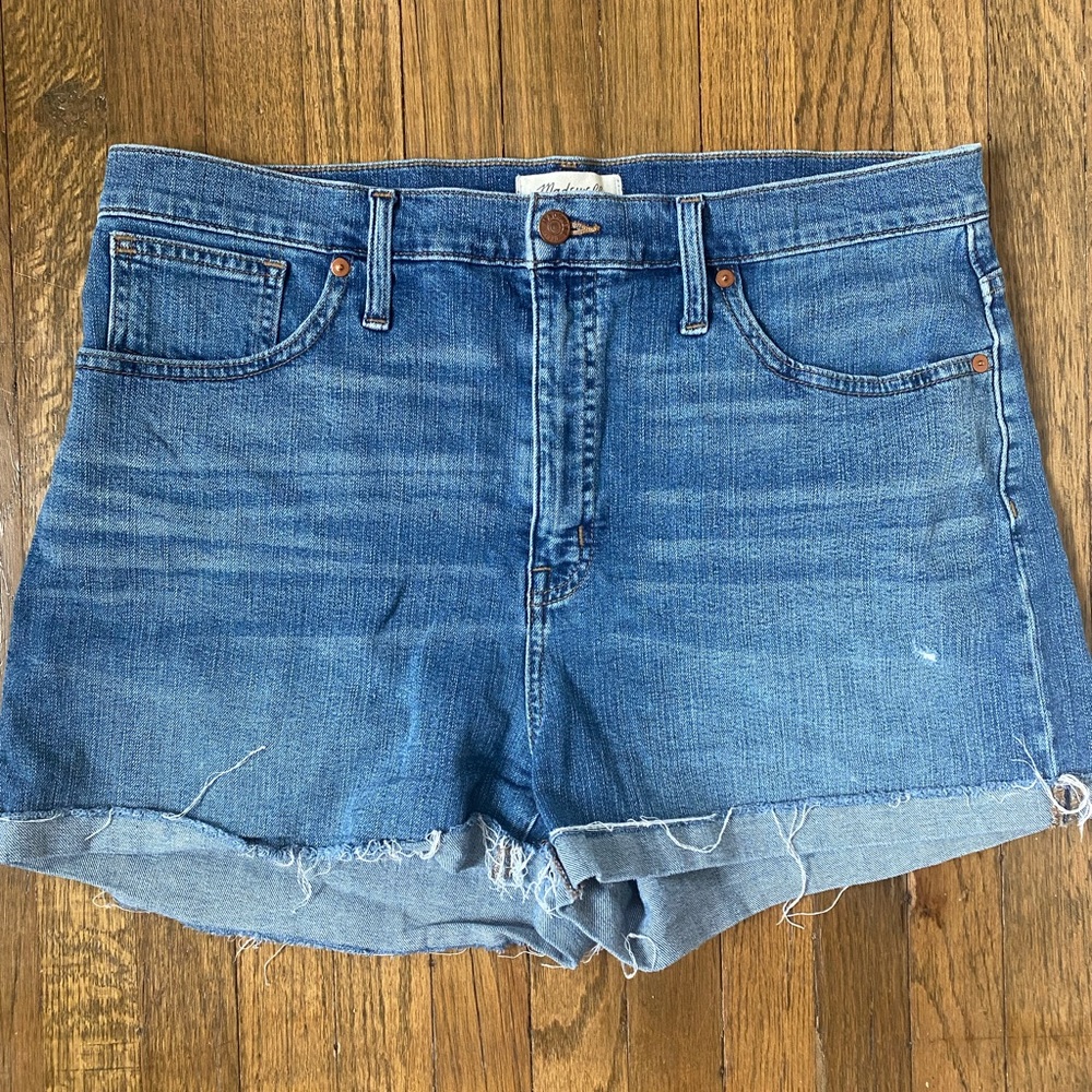 Madewell high waist blue denim shorts